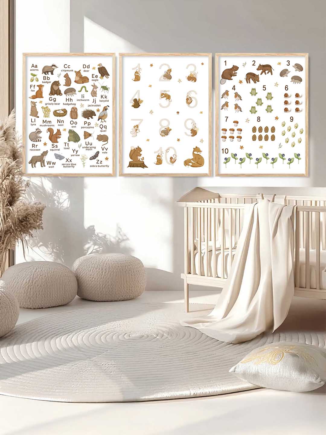 Educational Alphabets Numbers Animals Wall Art Paintings for Living Room Bedroom