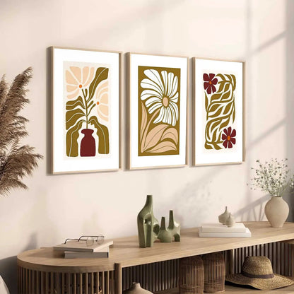 Boho Framed Wall Art Prints | Set of 3 | Home Decor