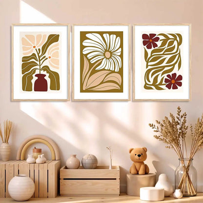 Boho Framed Wall Art Prints | Set of 3 | Home Decor