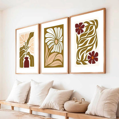 Boho Framed Wall Art Prints | Set of 3 | Home Decor