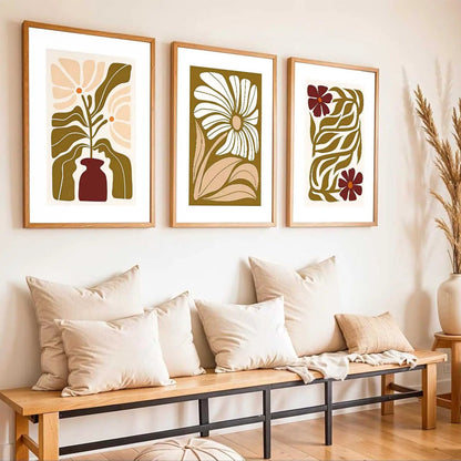 Boho Framed Wall Art Prints | Set of 3 | Home Decor