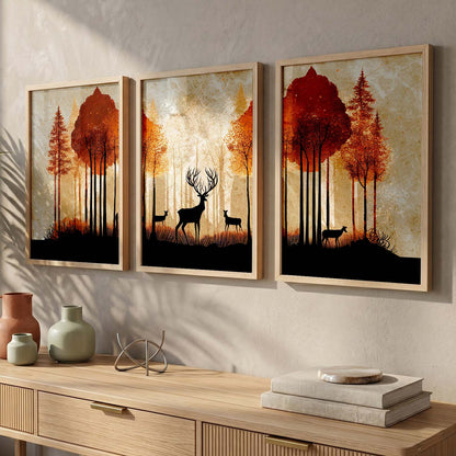 Modern Art Prints for Living Room Bedroom - Deer Print Combo for Home and Office Wall Decor