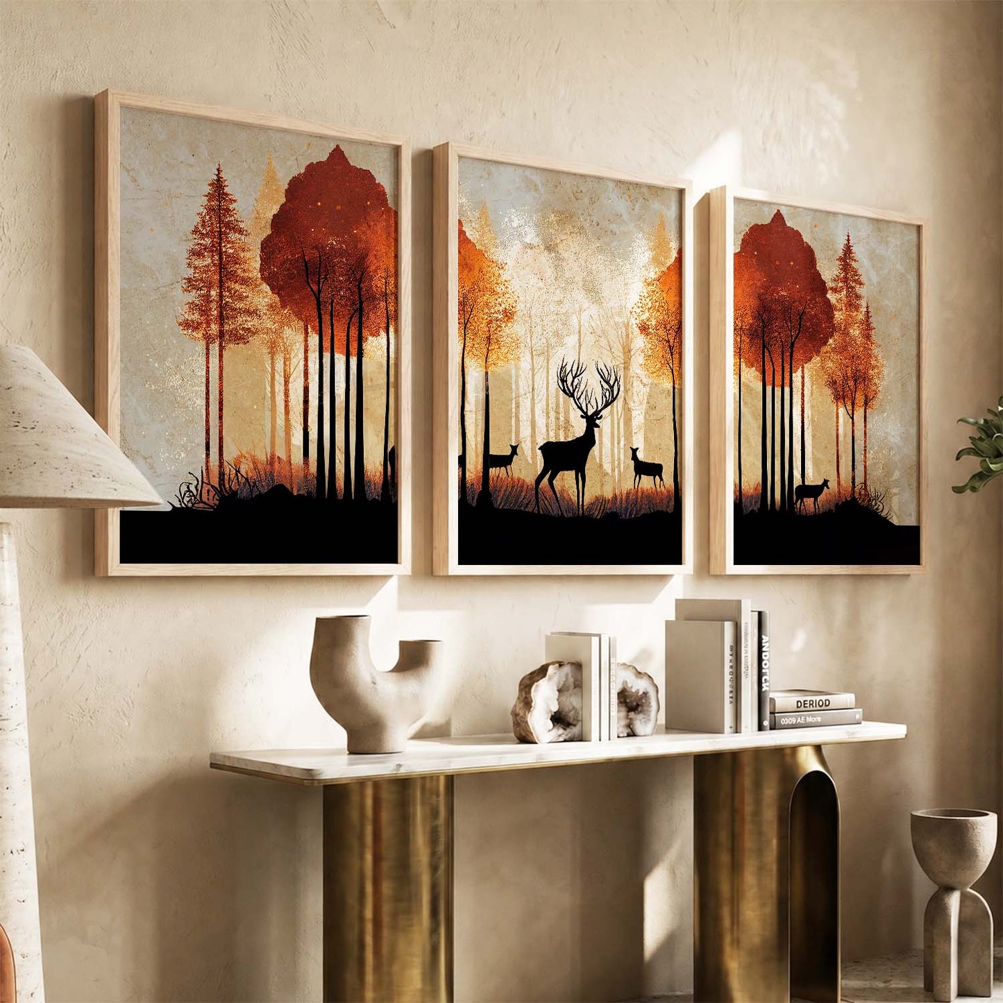 Modern Art Prints for Living Room Bedroom - Deer Print Combo for Home and Office Wall Decor