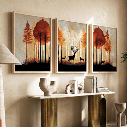 Modern Art Prints for Living Room Bedroom - Deer Print Combo for Home and Office Wall Decor