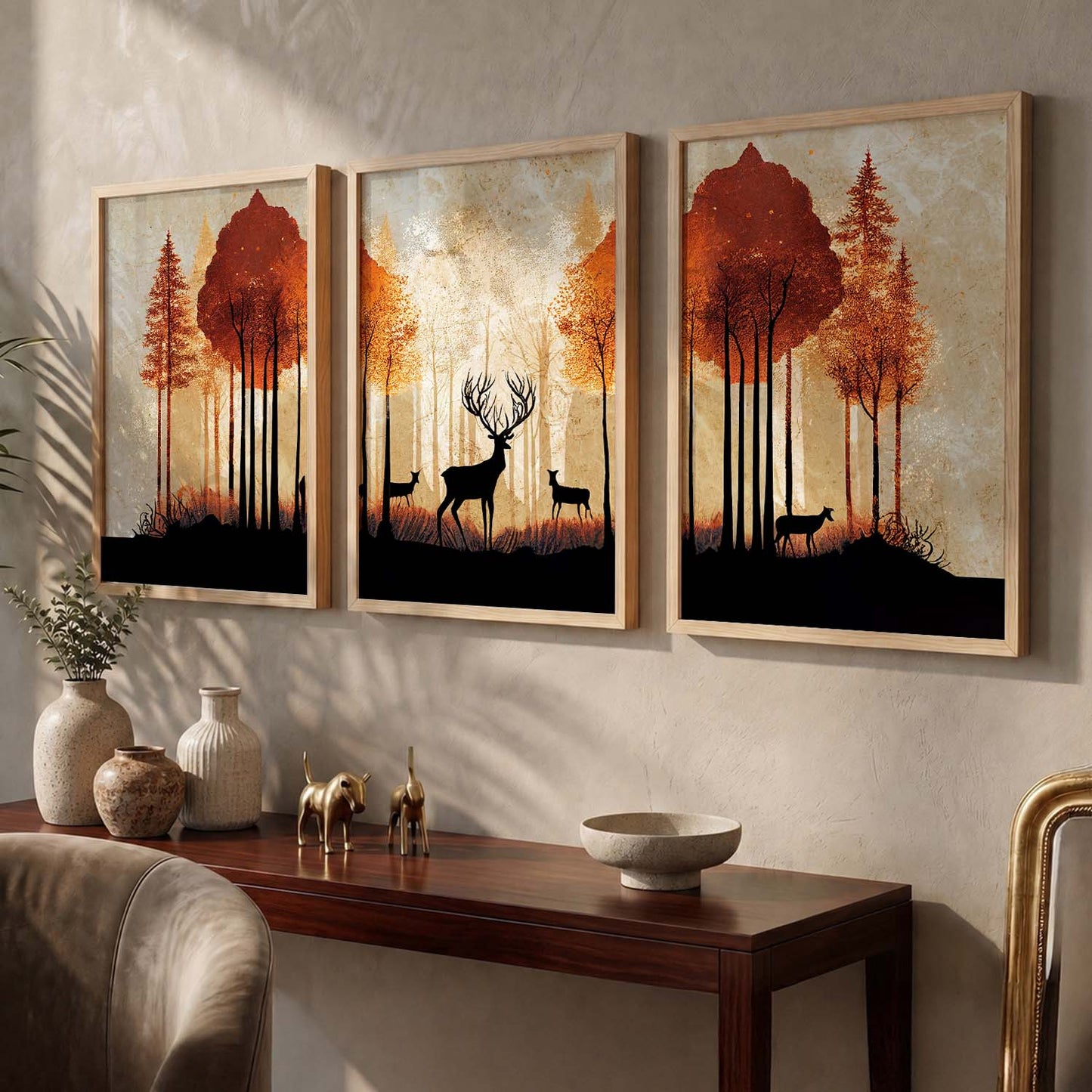 Modern Art Prints for Living Room Bedroom - Deer Print Combo for Home and Office Wall Decor