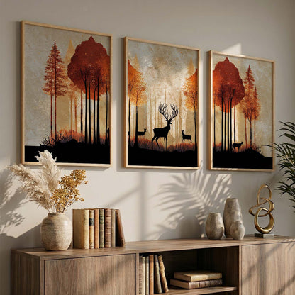 Modern Art Prints for Living Room Bedroom - Deer Print Combo for Home and Office Wall Decor