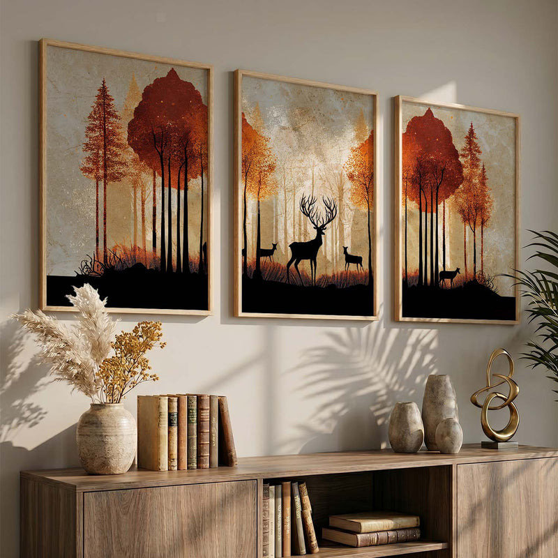 Modern Art Prints for Living Room Bedroom - Deer Print Combo for Home and Office Wall Decor