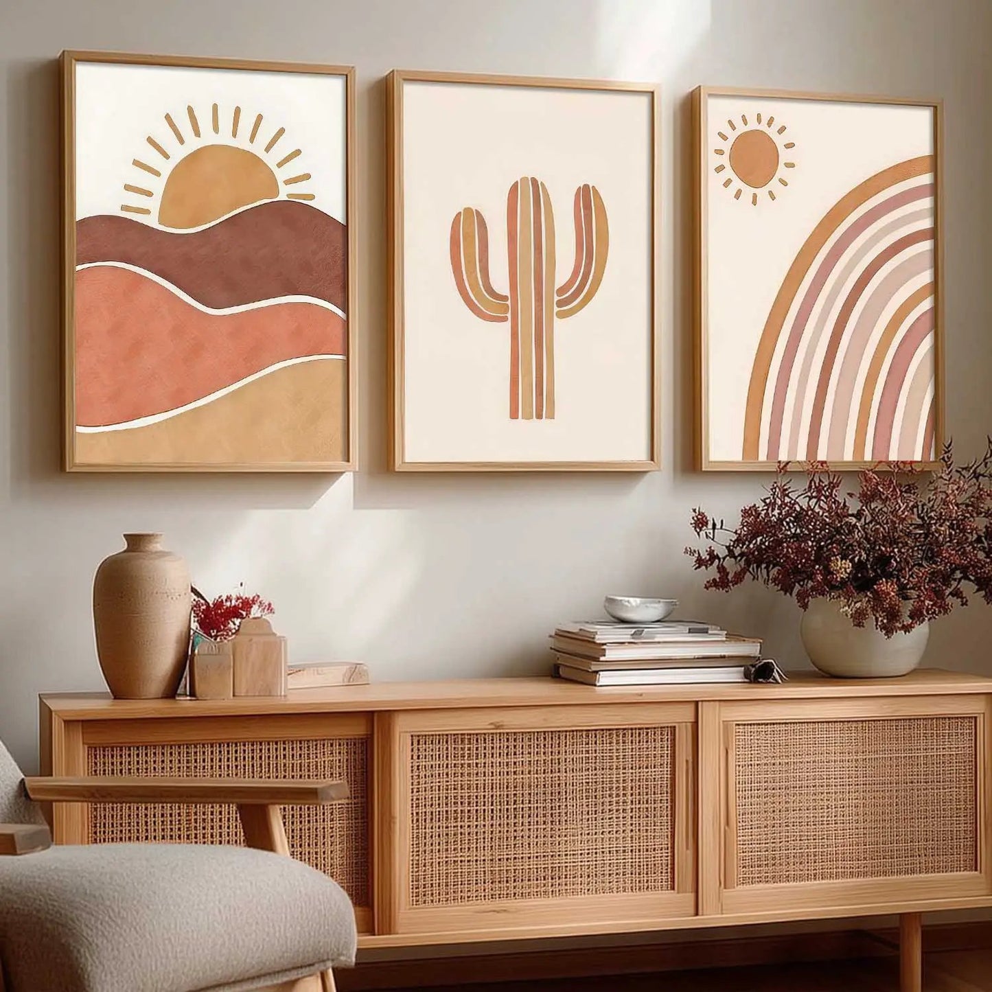 Boho Framed Wall Art Prints | Set of 3 | Home Decor