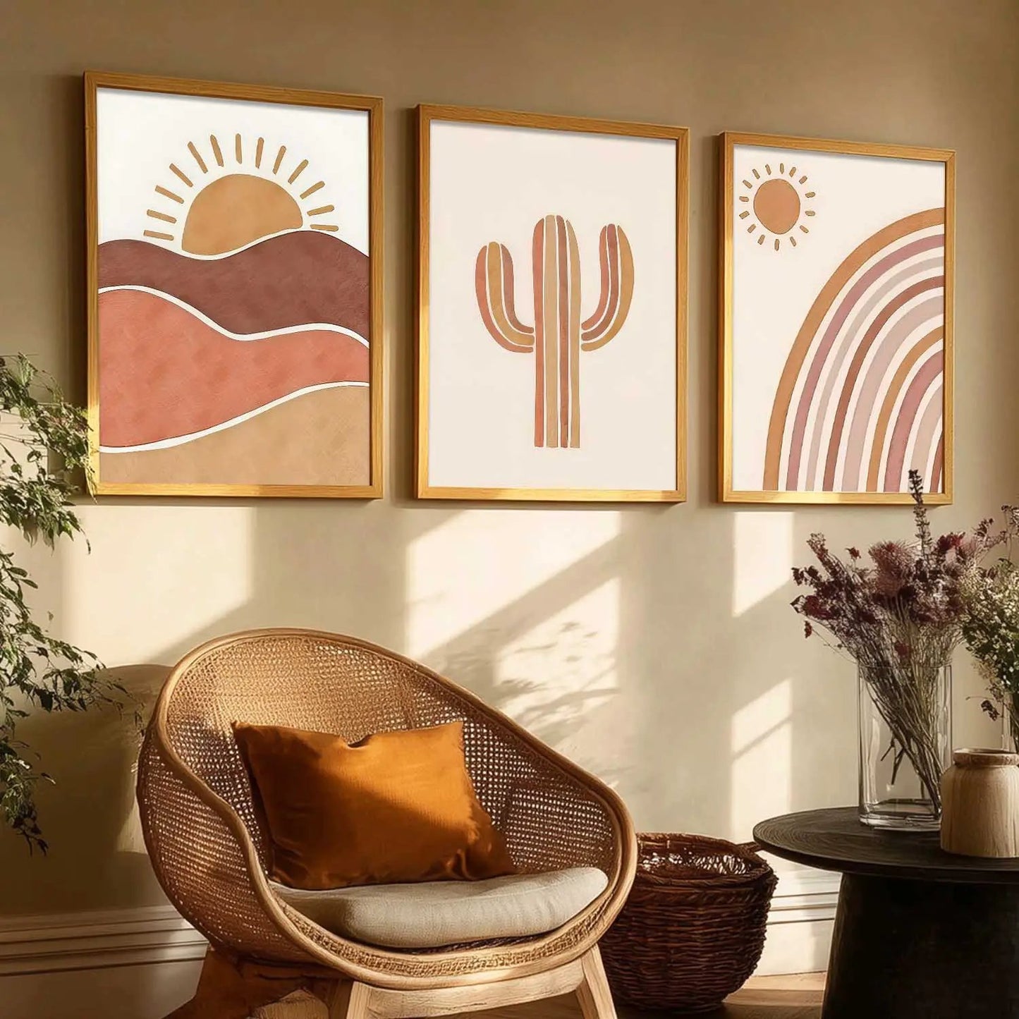 Boho Framed Wall Art Prints | Set of 3 | Home Decor