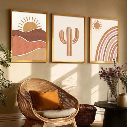 Boho Framed Wall Art Prints | Set of 3 | Home Decor