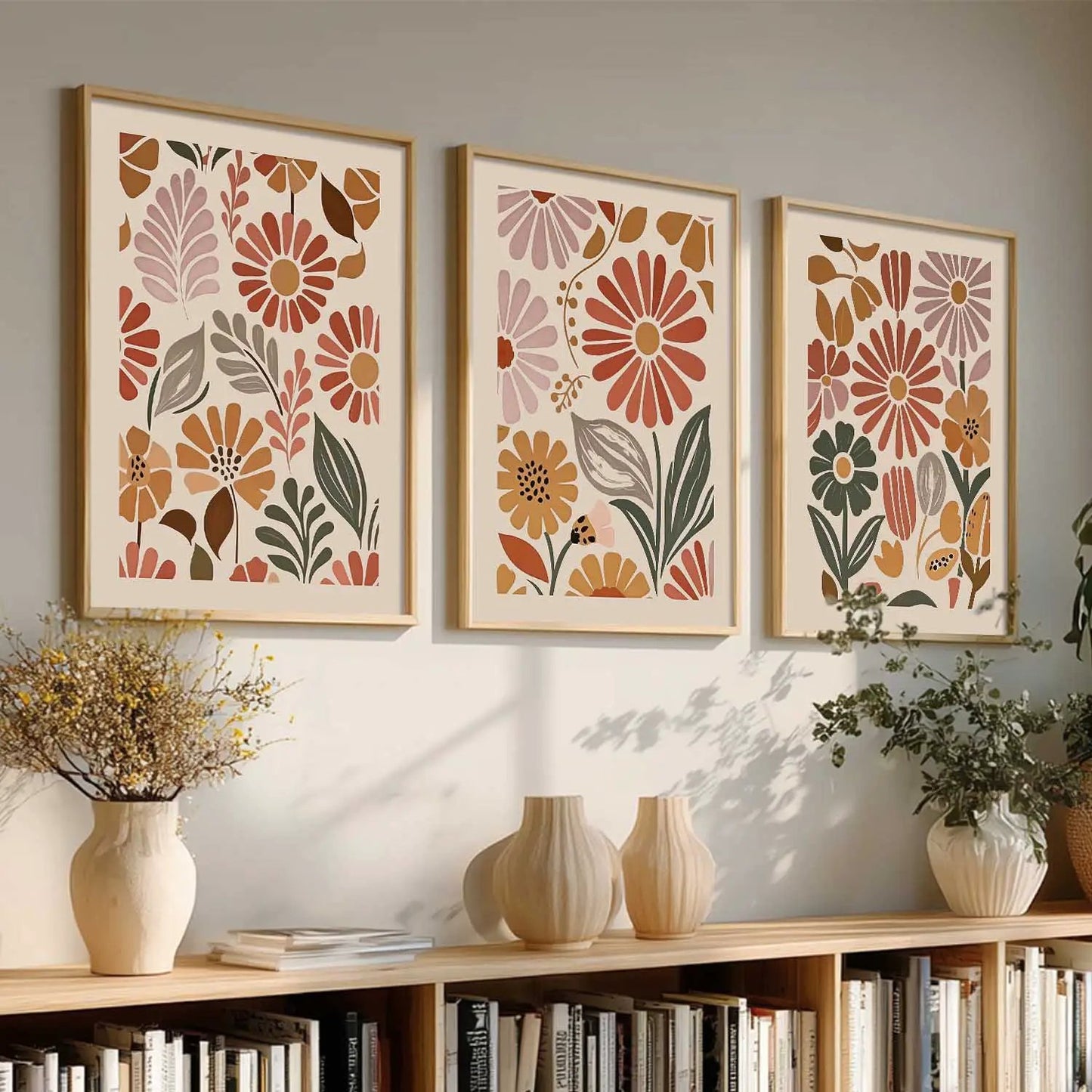 Boho Framed Wall Art Prints | Set of 3 | Home Decor