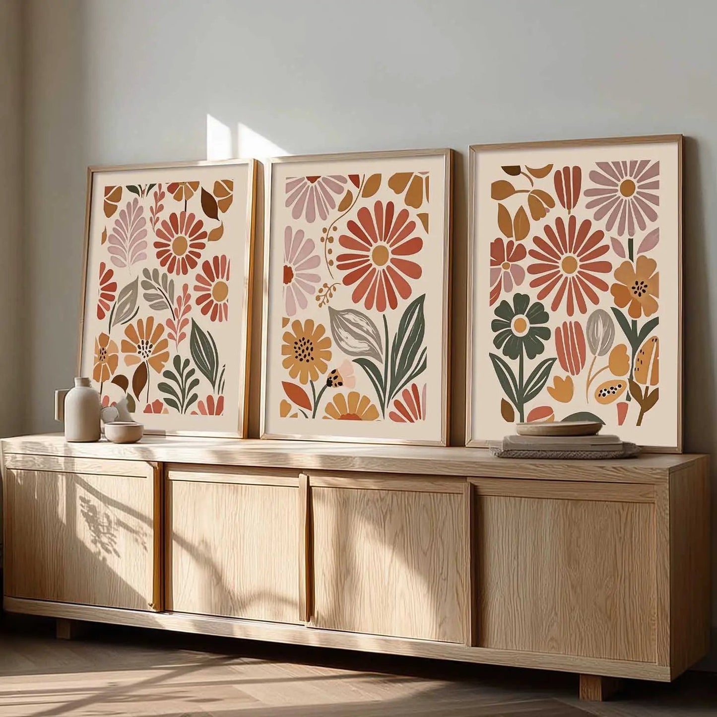 Boho Framed Wall Art Prints | Set of 3 | Home Decor