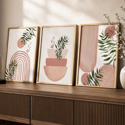 Botanical Modern Wall Art Set of 3 Framed Prints