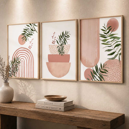 Botanical Modern Wall Art Set of 3 Framed Prints