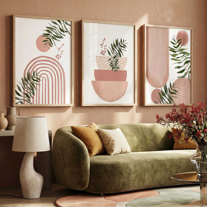 Botanical Modern Wall Art Set of 3 Framed Prints