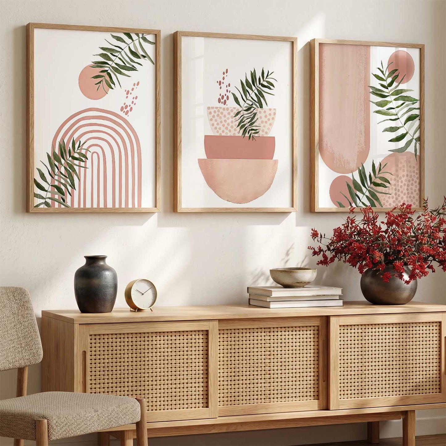 Botanical Modern Wall Art Set of 3 Framed Prints