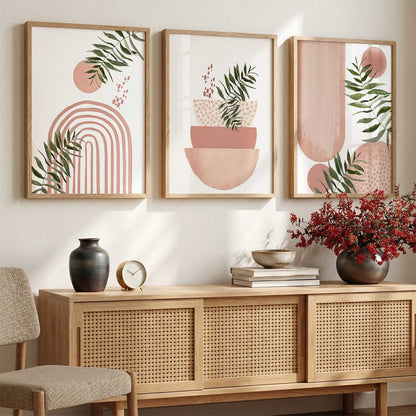 Botanical Modern Wall Art Set of 3 Framed Prints