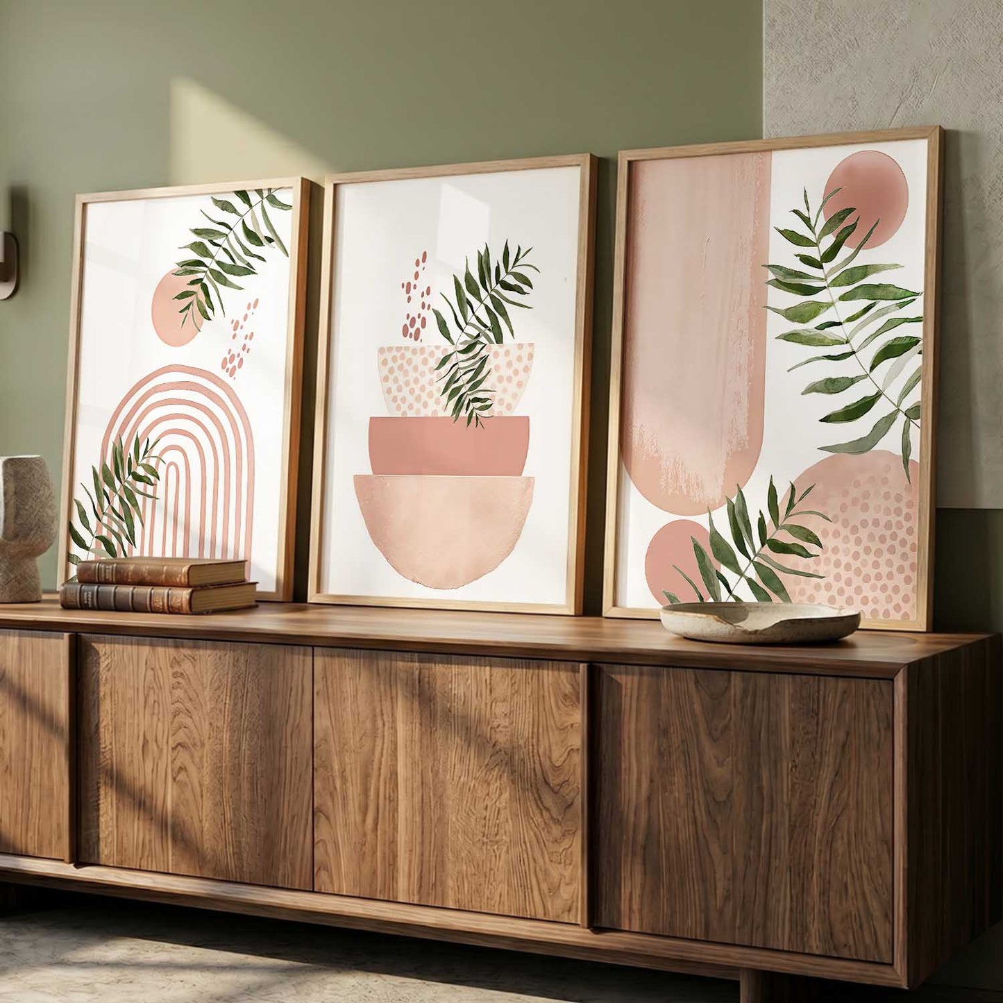 Botanical Modern Wall Art Set of 3 Framed Prints