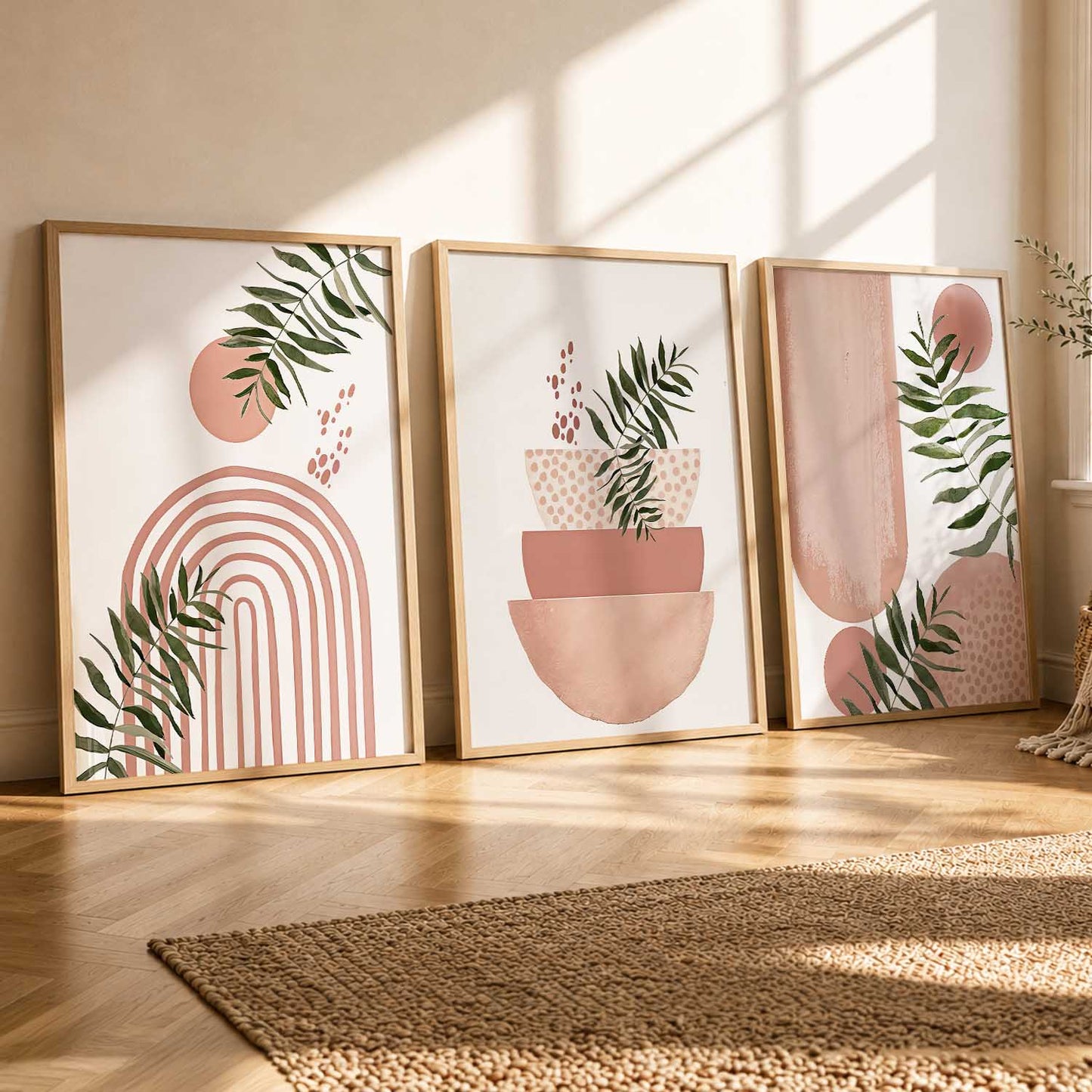 Botanical Modern Wall Art Set of 3 Framed Prints