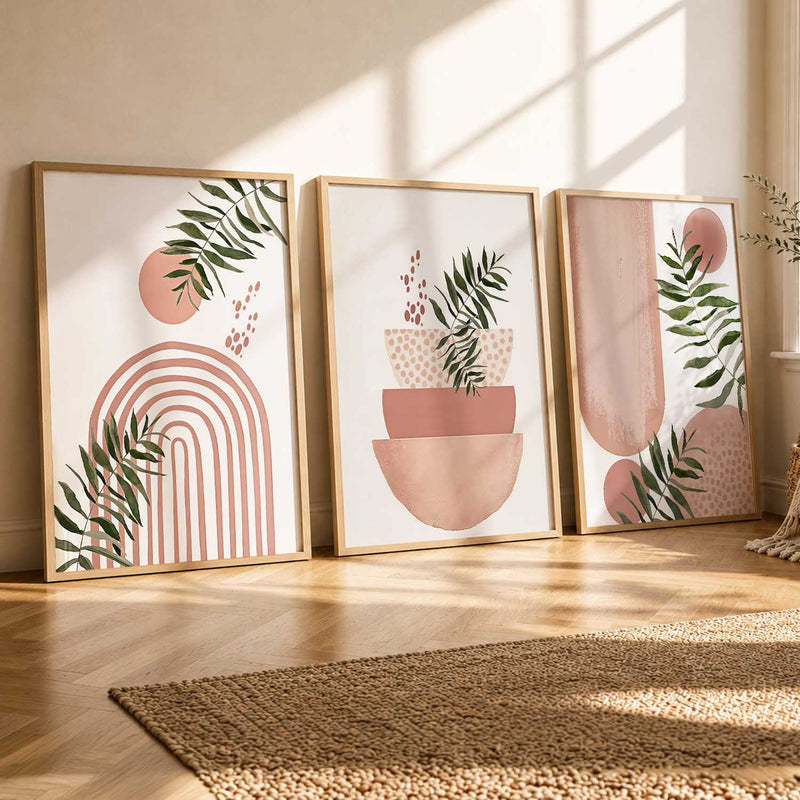 Botanical Modern Wall Art Set of 3 Framed Prints