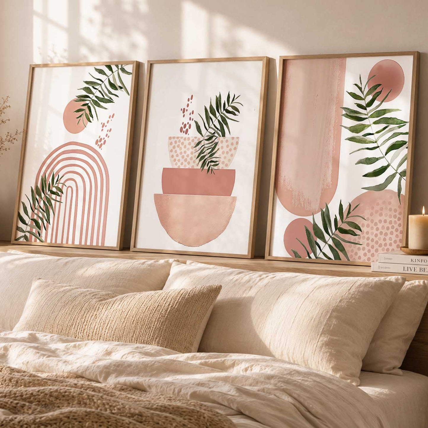 Botanical Modern Wall Art Set of 3 Framed Prints