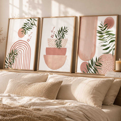 Botanical Modern Wall Art Set of 3 Framed Prints