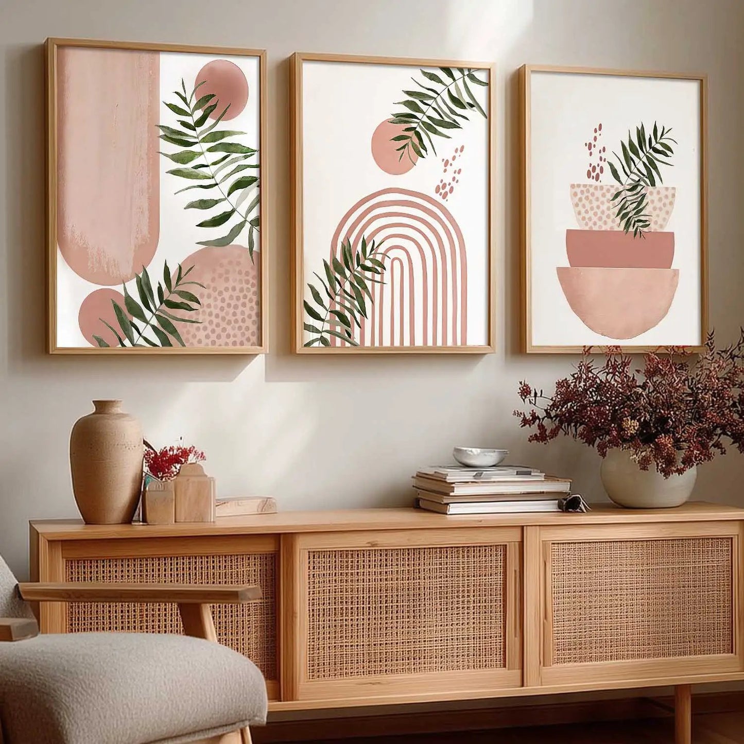 Boho Framed Wall Art Prints | Set of 3 | Home Decor