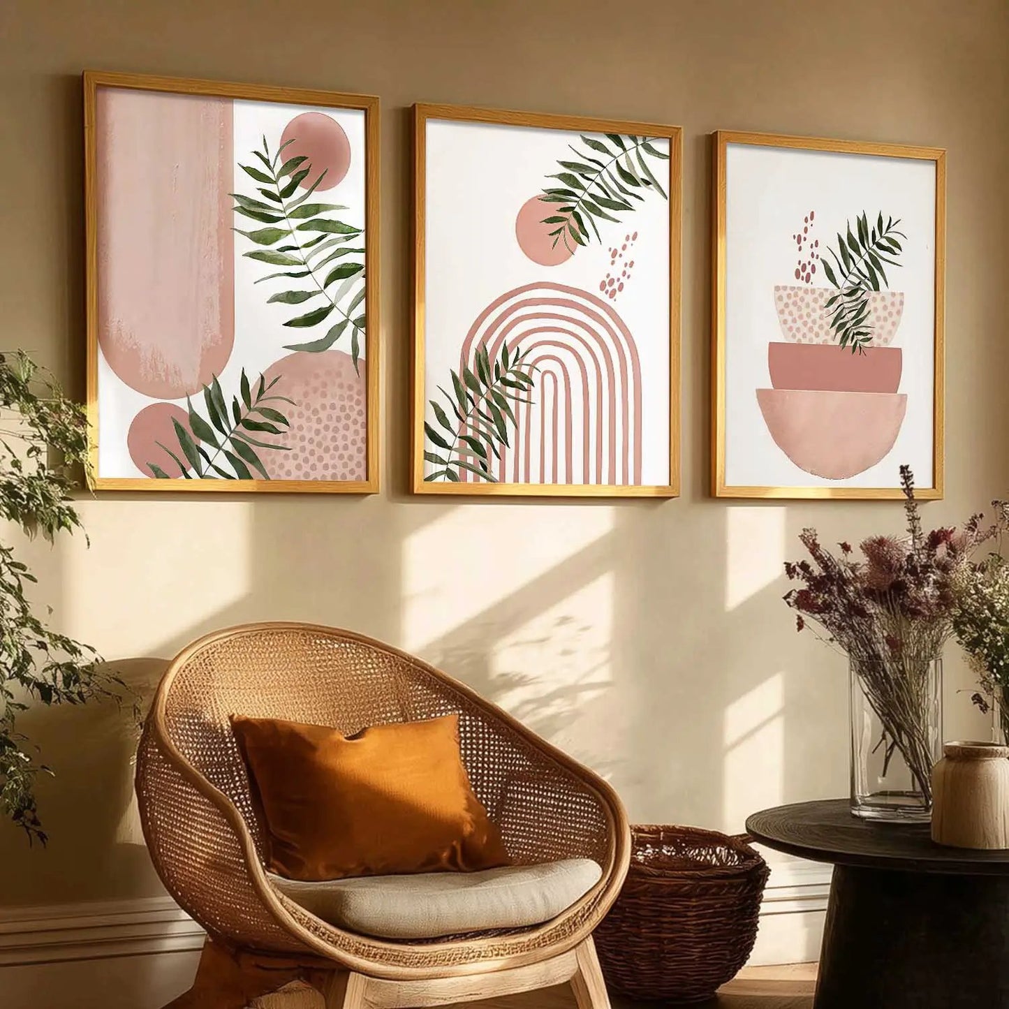 Boho Framed Wall Art Prints | Set of 3 | Home Decor