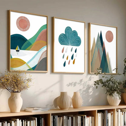 Boho Framed Wall Art Prints | Set of 3 | Home Decor