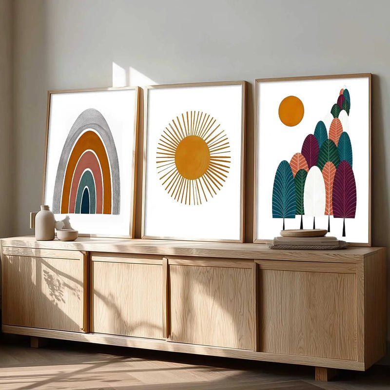 Boho Framed Wall Art Prints | Set of 3 | Home Decor