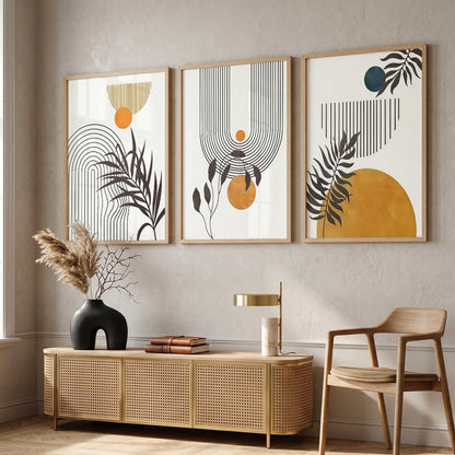 Orange Botanical Wall Art Set of 3 Framed Prints