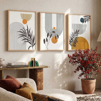 Orange Botanical Wall Art Set of 3 Framed Prints