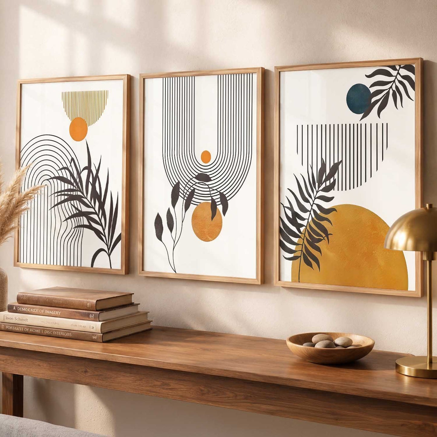 Orange Botanical Wall Art Set of 3 Framed Prints