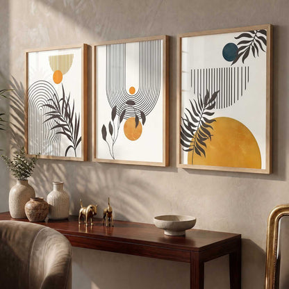 Orange Botanical Wall Art Set of 3 Framed Prints