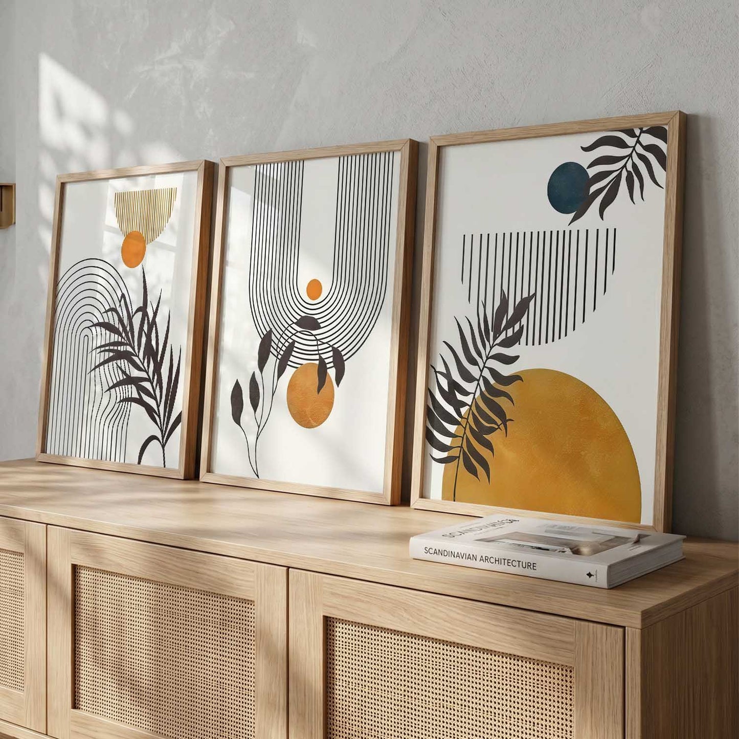 Orange Botanical Wall Art Set of 3 Framed Prints