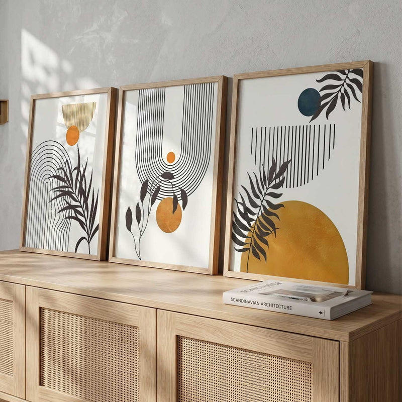 Orange Botanical Wall Art Set of 3 Framed Prints