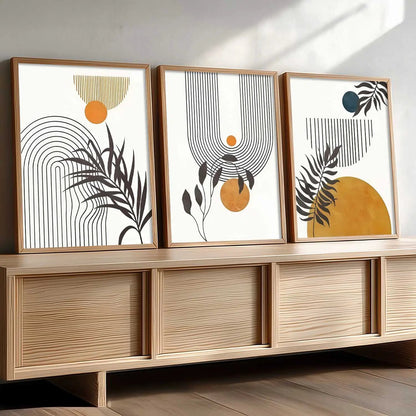 Boho Framed Wall Art Prints | Set of 3 | Home Decor