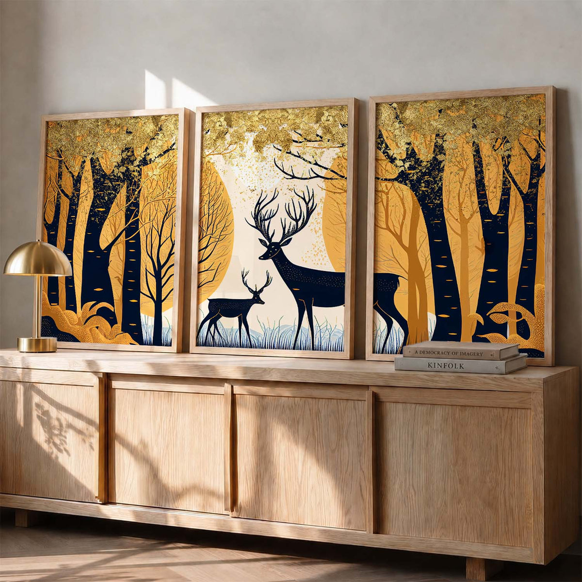 Modern Art Prints for Living Room Bedroom - Deer Print Combo for Home and Office Wall Decor