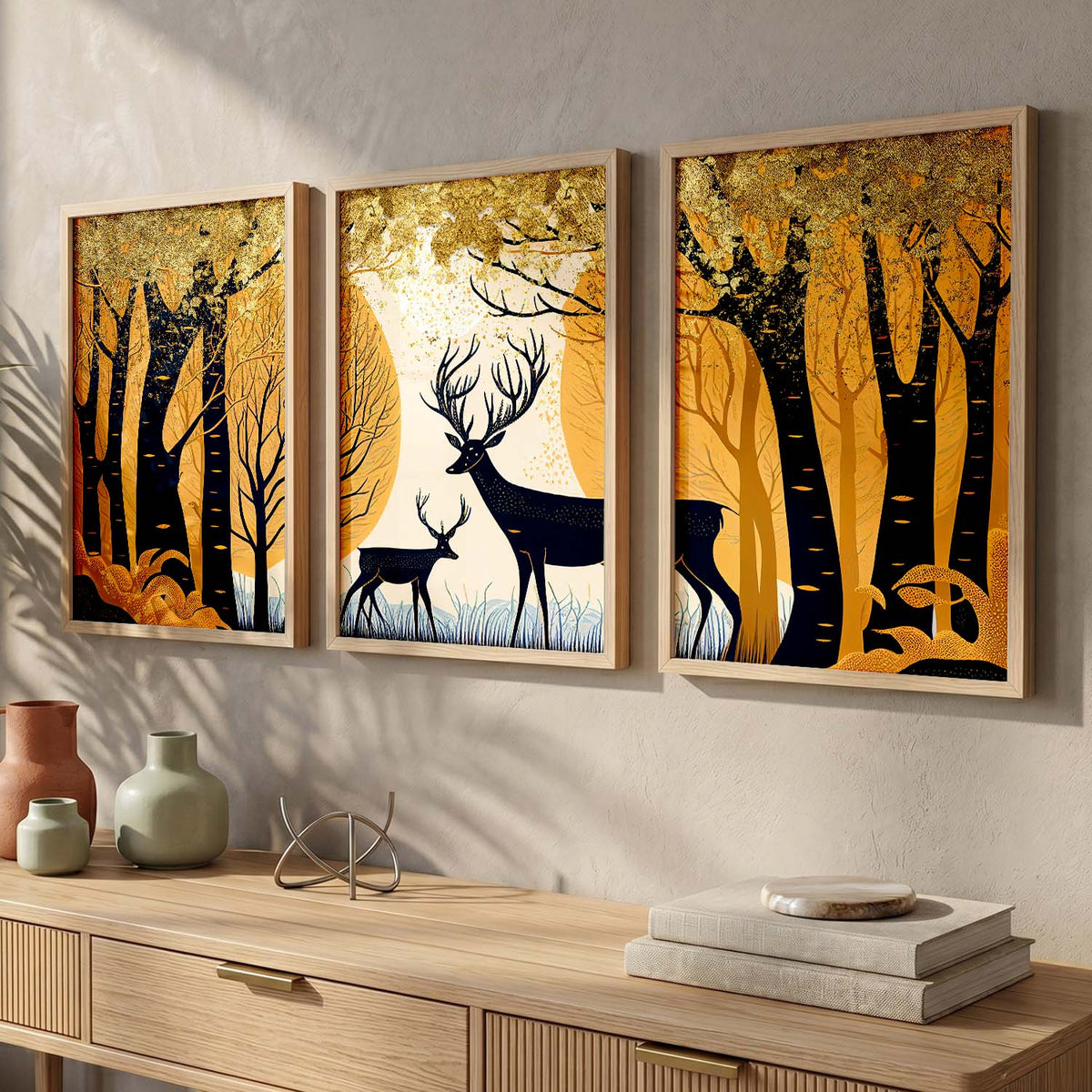 Modern Art Prints for Living Room Bedroom - Deer Print Combo for Home and Office Wall Decor