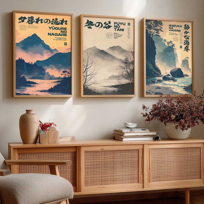 Japanese City View Wall Art Paintings for Living Room Bedroom