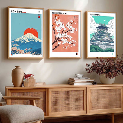 Japan Nature Art and City View  Wall Art Paintings for Living Room Bedroom