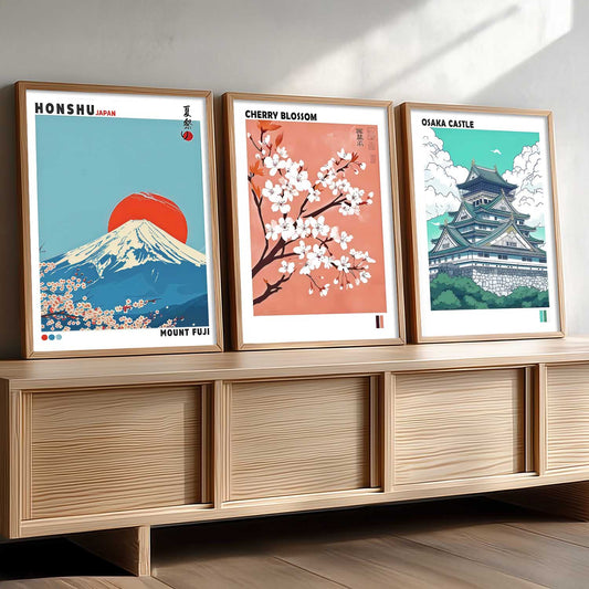 Japan Nature Art and City View  Wall Art Paintings for Living Room Bedroom