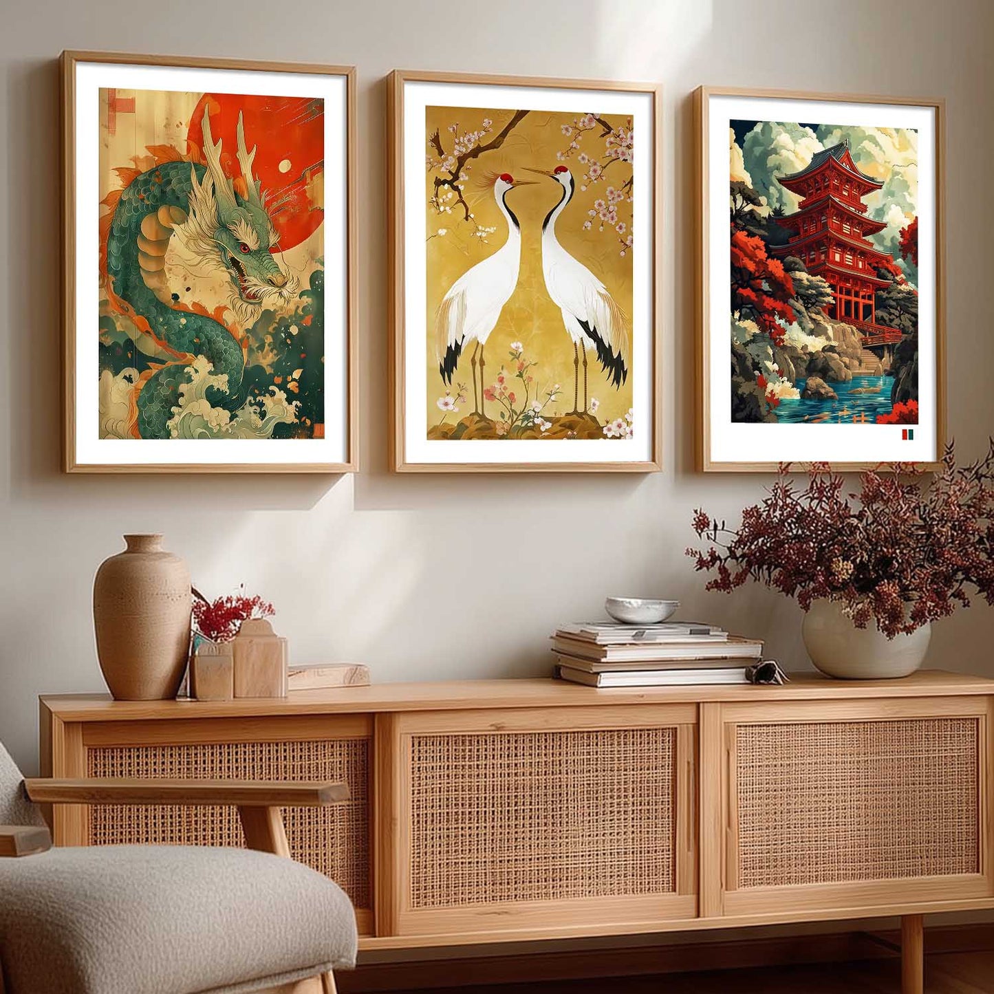 Japan Nature Art and City View Wall Art Paintings for Living Room Bedroom