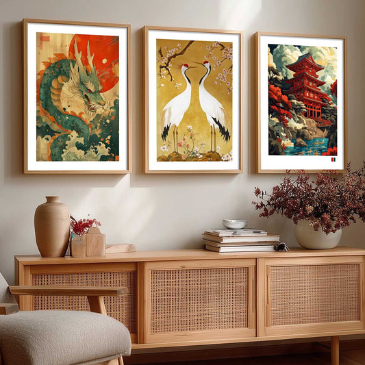 Japan Nature Art and City View Wall Art Paintings for Living Room Bedroom