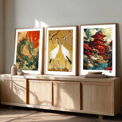Japan Nature Art and City View Wall Art Paintings for Living Room Bedroom