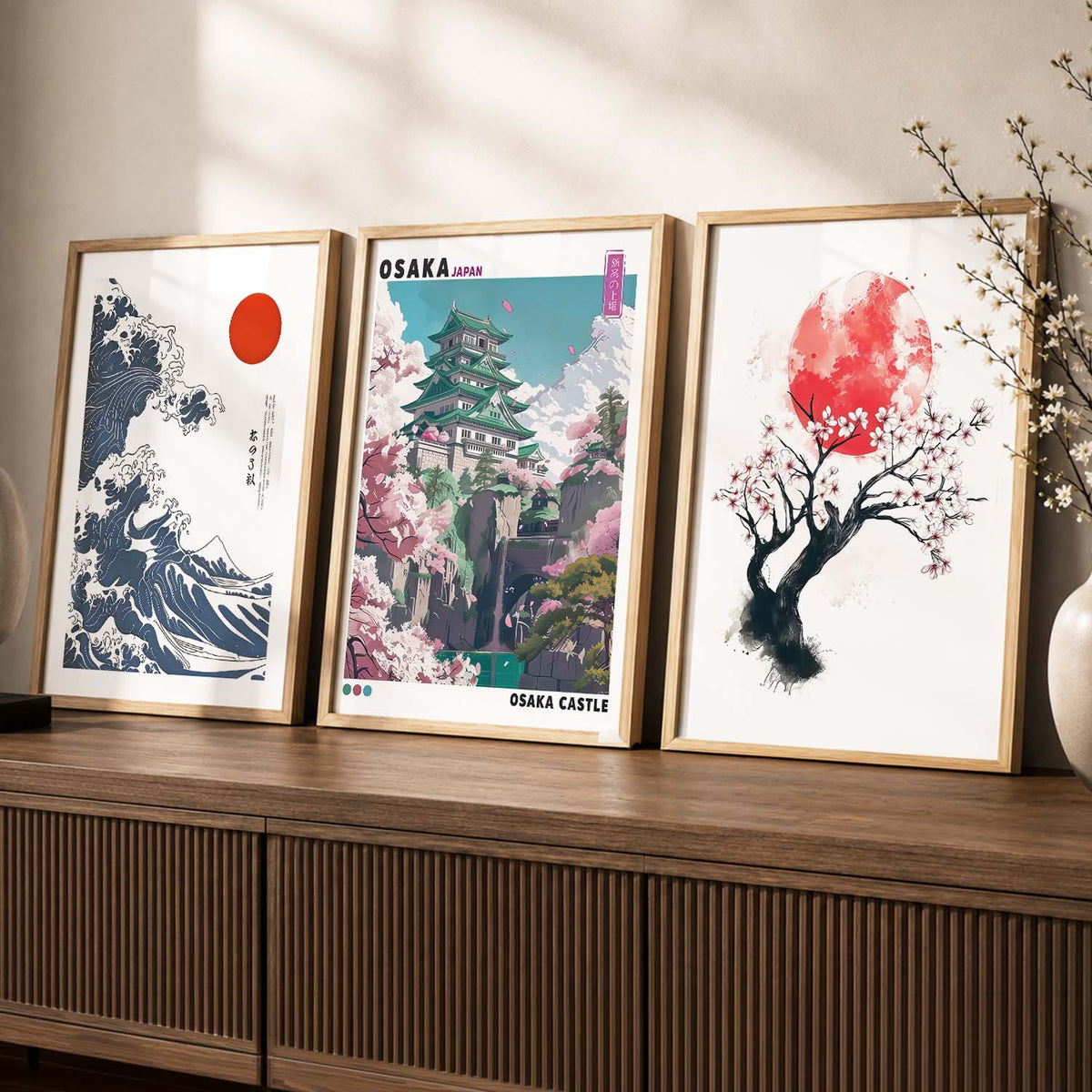 Japan City View and Nature Wall Art Paintings for Living Room Bedroom