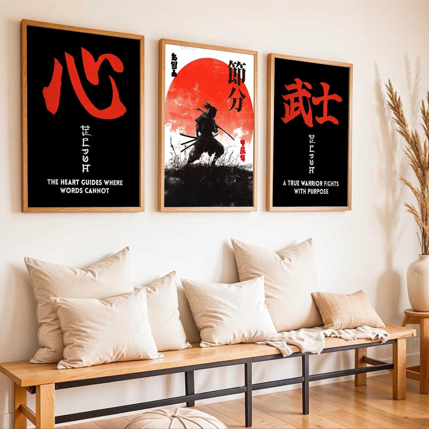 Japanese Samurai Motivational Wall Art Paintings for Living Room Bedroom