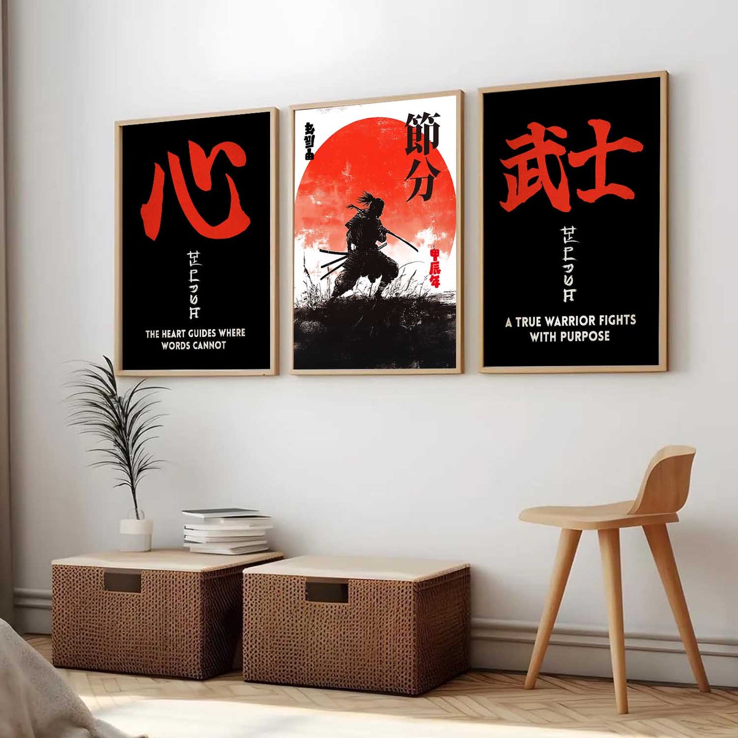 Japanese Samurai Motivational Wall Art Paintings for Living Room Bedroom