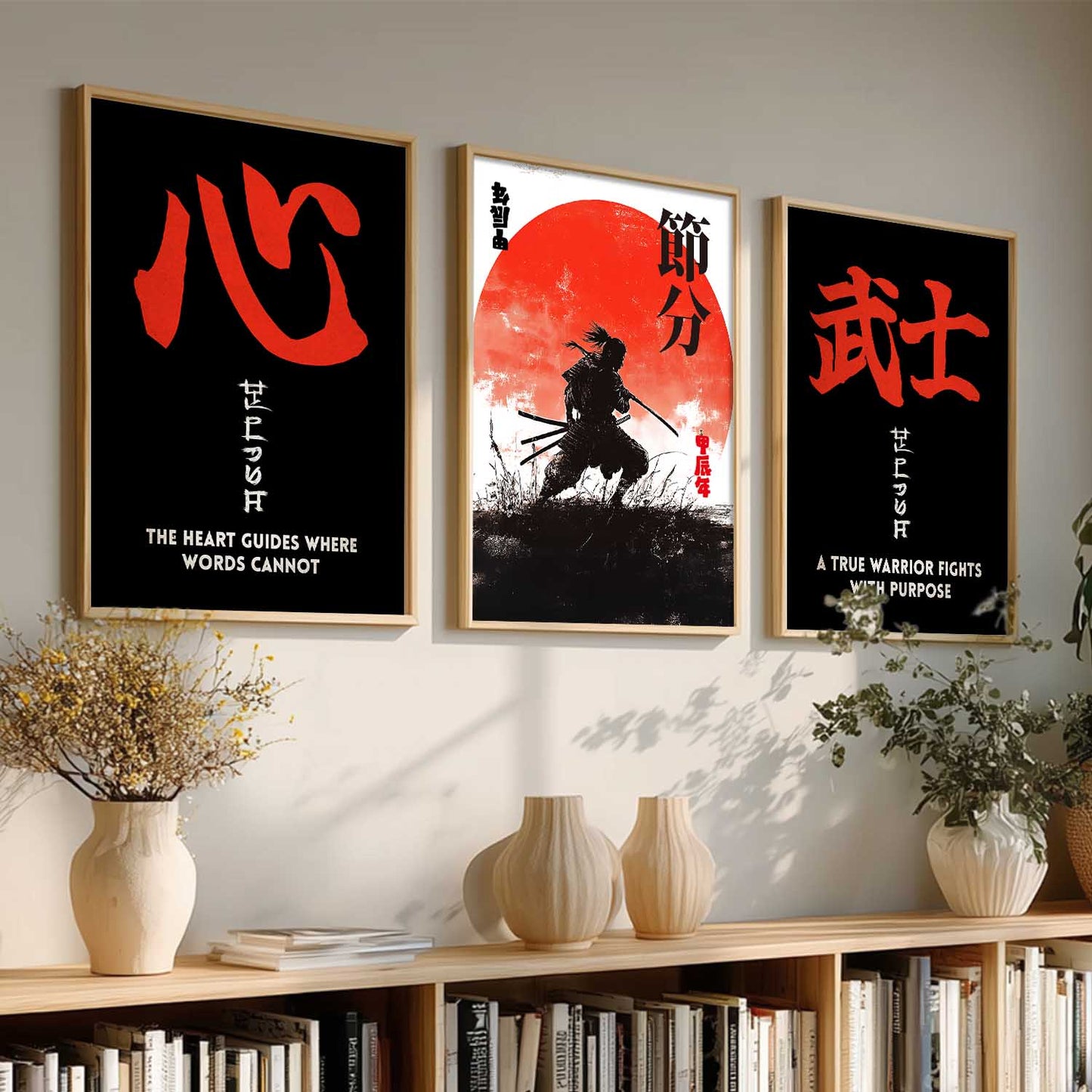 Japanese Samurai Motivational Wall Art Paintings for Living Room Bedroom