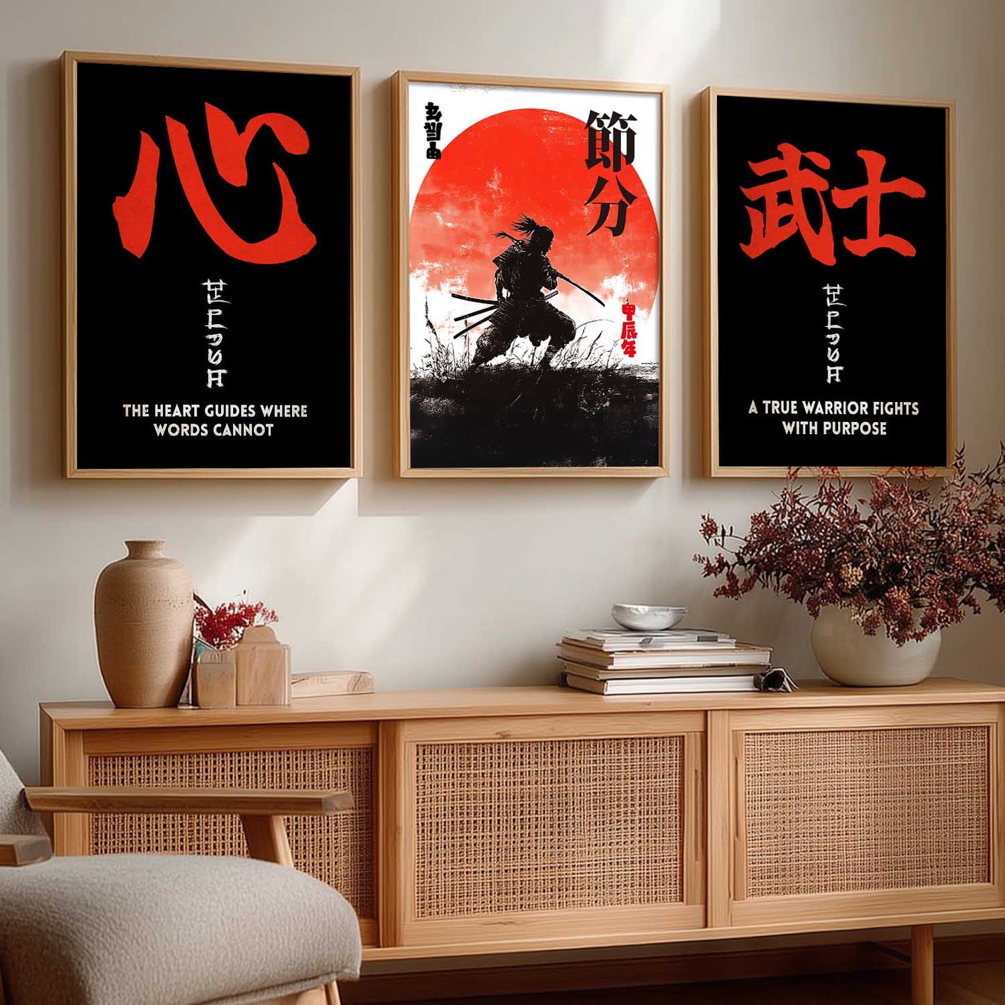 Japanese Samurai Motivational Wall Art Paintings for Living Room Bedroom